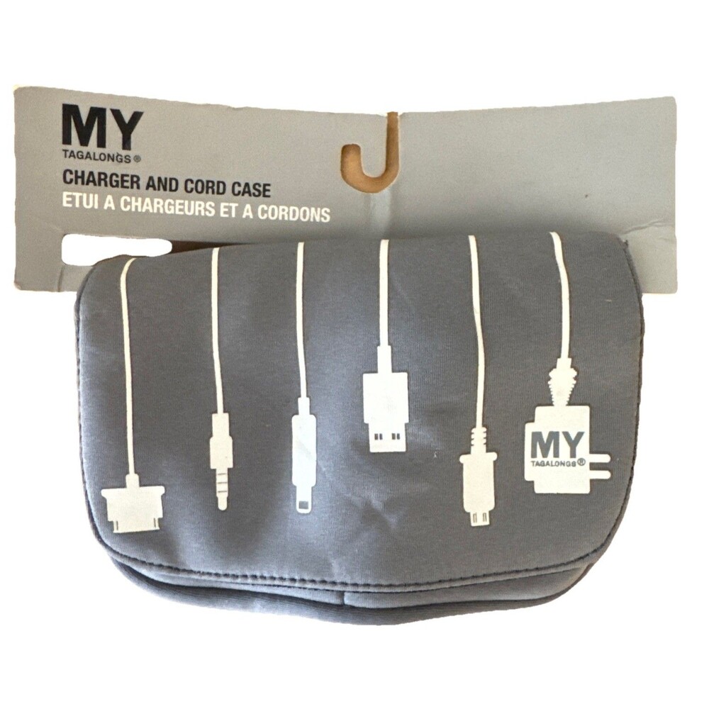 My Tagalongs Charger And Cord Case - Brand New! Gray Neoprene